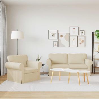 Sofa 2 pcs Creme Metall