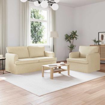 ARDEBO.de - Sofa 2 pcs Creme Metall
