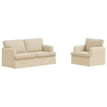Sofa 2 pcs Creme Metall