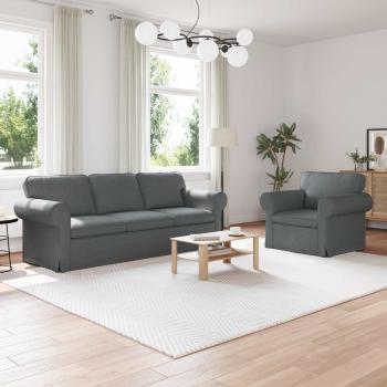 ARDEBO.de - Sofa 2 pcs Dunkelgrau Metall