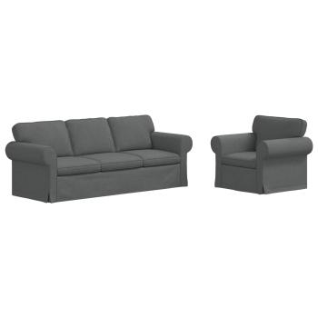 Sofa 2 pcs Dunkelgrau Metall