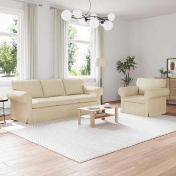 ARDEBO.de - Sofa 2 pcs Creme Metall