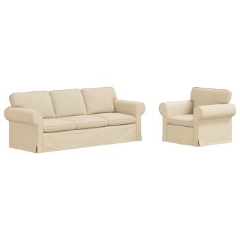 Sofa 2 pcs Creme Metall