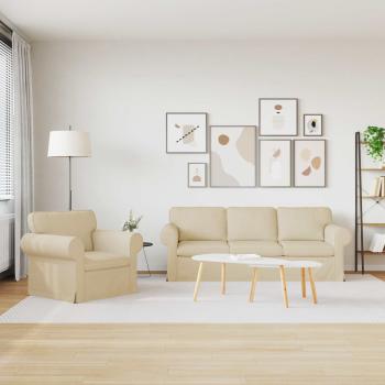 Sofa 2 pcs Creme Metall