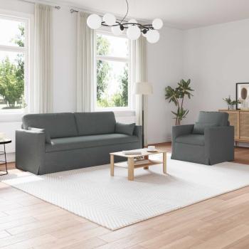 ARDEBO.de - Sofa 2 pcs Dunkelgrau Metall