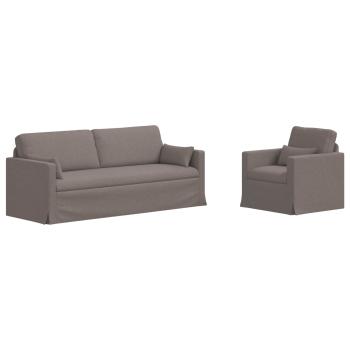 Sofa 2 pcs Taupe Metall