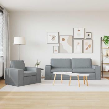 Sofa 2 pcs Hellgrau Metall