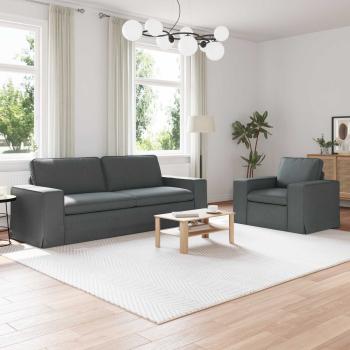 ARDEBO.de - Sofa 2 pcs Dunkelgrau Metall