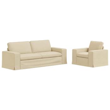 Sofa 2 pcs Creme Metall