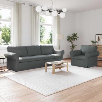 ARDEBO.de - Sofa 2 pcs Dunkelgrau Metall
