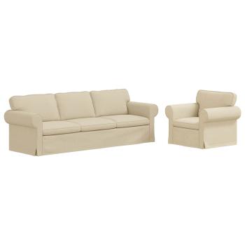 Sofa 2 pcs Creme Metall
