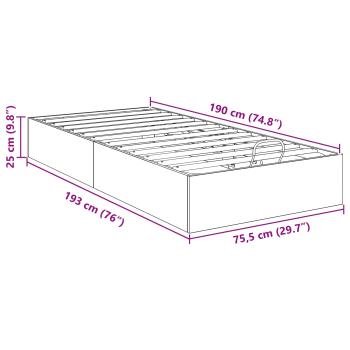 Ottoman Bettgestell Schwarze Eiche 75,5 x 190 cm Holzwerkstoff