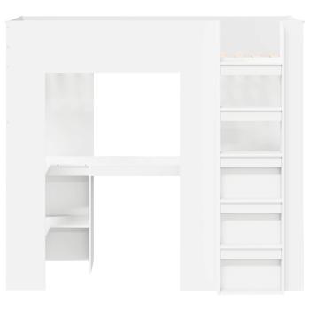 Etagenbettgestell mit Schreibtisch Weiß 100 x 200 cm