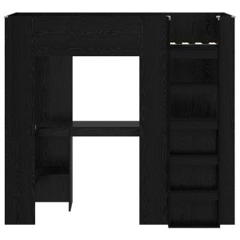 Etagenbettgestell mit Schreibtisch Schwarz Eichen-Optik