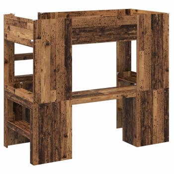 Etagenbettgestell mit Schreibtisch Altholz 100 x 200 cm