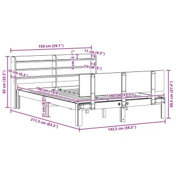 Bettrahmen mit Kopfteil 2 pcs Wachsbraun Massivholz Kiefer