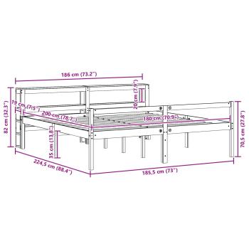 Bettrahmen mit Kopfteil 2 pcs Wachsbraun Massivholz Kiefer