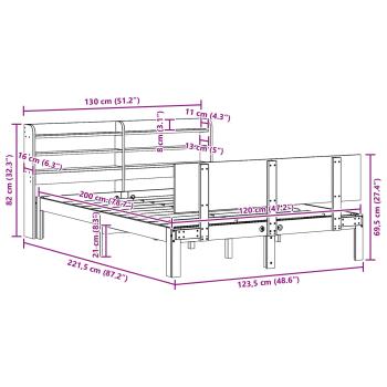 Bettrahmen mit Kopfteil 2 pcs Wachsbraun Massivholz Kiefer
