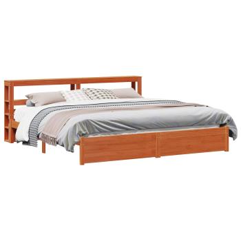 Bettrahmen mit Kopfteil 2 pcs Wachsbraun Massivholz Kiefer
