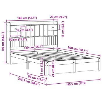 Bücherregal Bettgestell 2 pcs Wachsbraun 200 x 140 cm