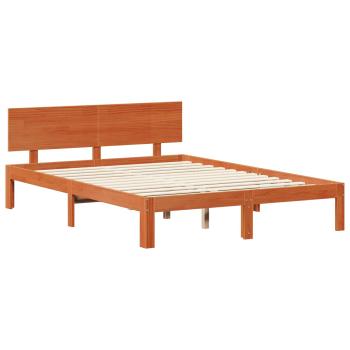 Bettrahmen mit Kopfteil 2 pcs Wachsbraun Massivholz Kiefer