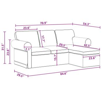 Sofa Dunkelgrau 215 x 138 x 80 cm Metall