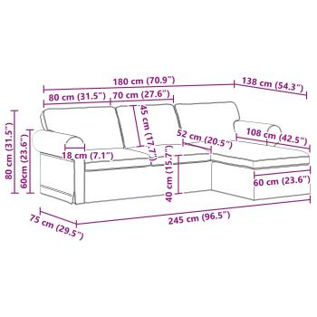Sofa Creme 215 x 138 x 80 cm Metall