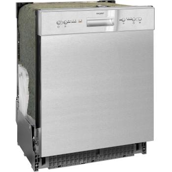Exquisit EGSP6112-EF-030E Teilintegrierter Geschirrspüler, 60 cm breit, 12 Maßgedecke, 4 Programme, Wasserenthärter, Edelstahl