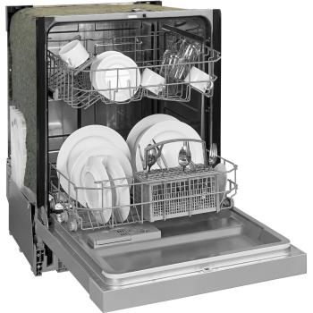 Exquisit EGSP6112-EF-030E Teilintegrierter Geschirrspüler, 60 cm breit, 12 Maßgedecke, 4 Programme, Wasserenthärter, Edelstahl