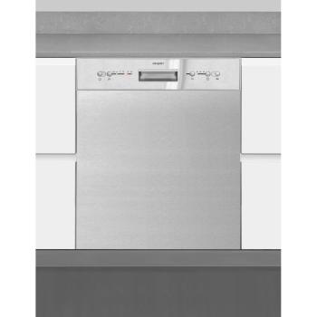 Exquisit EGSP6112-EF-030E Teilintegrierter Geschirrspüler, 60 cm breit, 12 Maßgedecke, 4 Programme, Wasserenthärter, Edelstahl