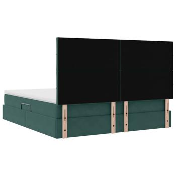 Aufbewahrungsbett mit Matratze Dunkelgrün 180 x 200 cm Samt