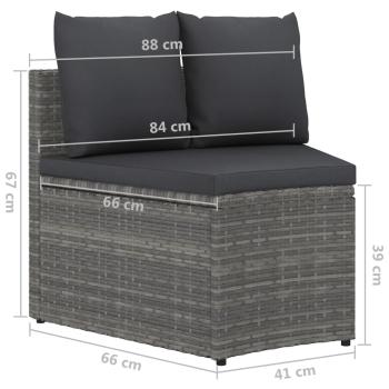 5-tlg. Garten-Sofagarnitur mit Auflagen Poly Rattan Grau