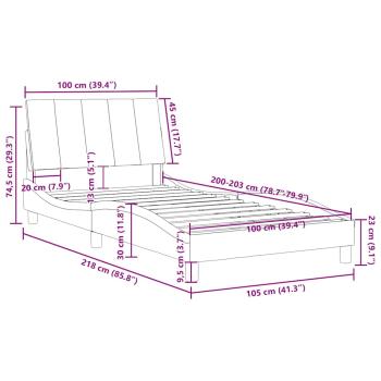 Bettgestell ohne Matratze "Hanko" Dunkelgrau 100x203 cm Samt