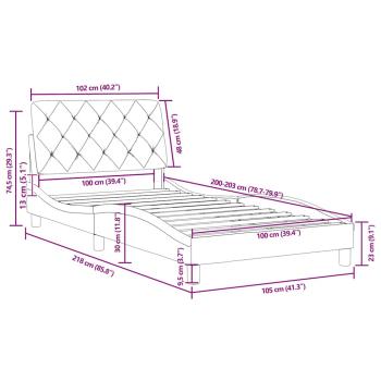 Bettgestell ohne Matratze Dunkelgrau 100x203 cm Samt