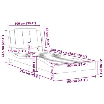 Bettgestell ohne Matratze "Zadar" Schwarz 100x203 cm Kunstleder