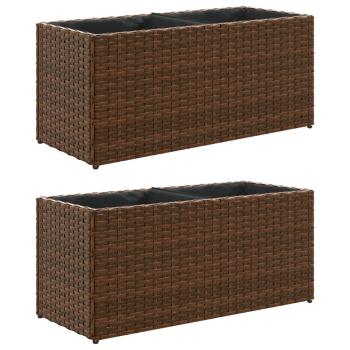 Pflanzkübel mit 2 Töpfen 2 Stk. Braun 72x30x32 cm Poly Rattan