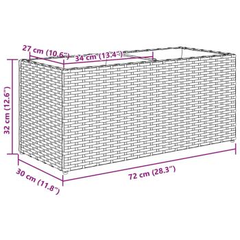 Pflanzkübel mit 2 Töpfen 2 Stk. Grau 72x30x32 cm Poly Rattan