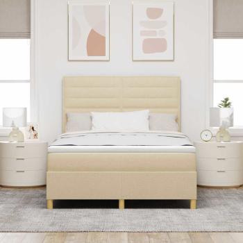 LED Boxspringbett mit Matratze Creme 160 x 200 cm Stoff