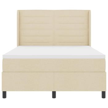 LED Boxspringbett mit Matratze Creme 160 x 200 cm Stoff