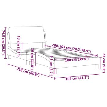 Bettgestell "Dover" Dunkelgrau 100x203 cm Samt
