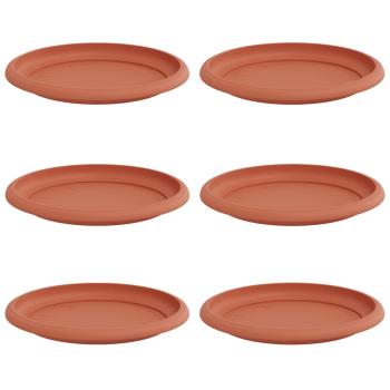 Runde Blumenplatte 6 pcs Ziegelrot Ø 14 x 2 cm Kunststoff