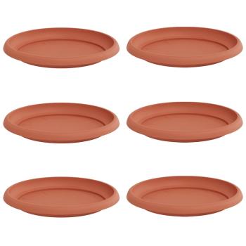 Runde Blumenplatte 6 pcs Ziegelrot Ø 14 x 2 cm Kunststoff