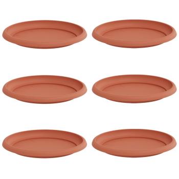Runde Blumenplatte 6 pcs Ziegelrot Ø 14 x 2 cm Kunststoff