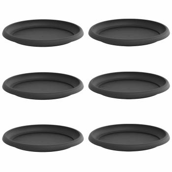 Runde Blumenplatte 6 pcs Schwarz Ø 14 x 2 cm Kunststoff