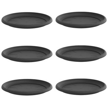 Runde Blumenplatte 6 pcs Schwarz Ø 14 x 2 cm Kunststoff