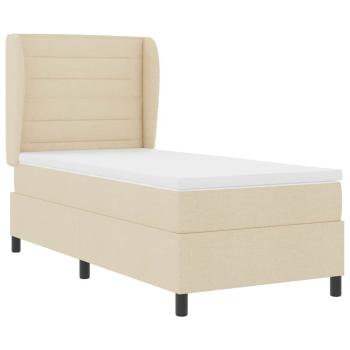 Boxspringbett mit Matratze mit Kopfteil Creme 80 x 200 cm Stoff