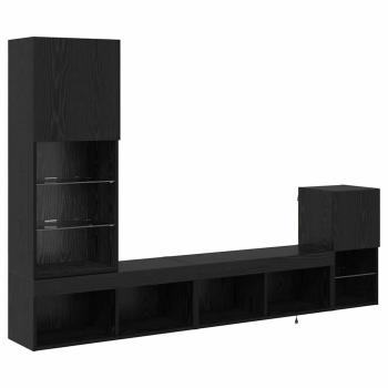 TV-Wandgeräte Wandmontiert Schwarz Eichen-Optik Holzwerkstoff