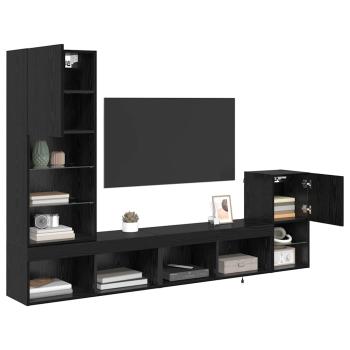 TV-Wandgeräte Wandmontiert Schwarz Eichen-Optik Holzwerkstoff