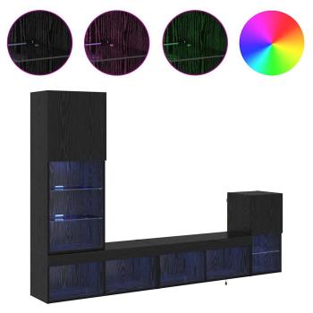 TV-Wandgeräte Wandmontiert Schwarz Eichen-Optik Holzwerkstoff