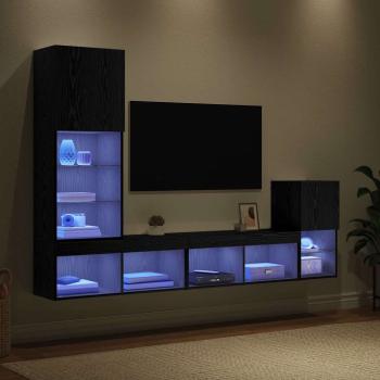 TV-Wandgeräte Wandmontiert Schwarz Eichen-Optik Holzwerkstoff